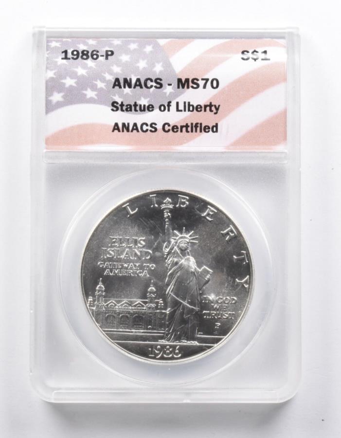 ڶ/ʼݾڽա ƥ 󥳥 [̵] MS70 1986-P Liberty Statue of Liberty Memememorative Silver Dollar Anacs *1027 MS70 1986-P Statue Of Liberty Commemorative Silver Dollar ANACS *1027