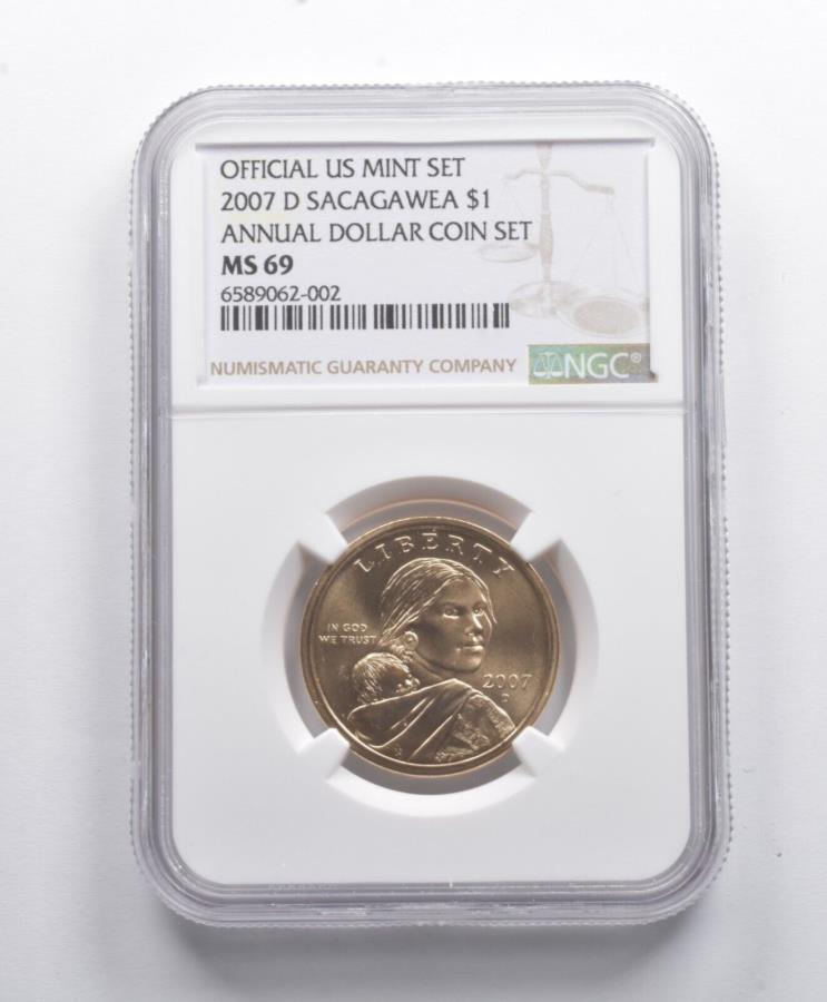 yɔi/iۏ؏tz AeB[NRC _RC [] MS69 2007-D SACAGAGAWEA DOLLAR ANNOUL DOLLAR COIN SET NGC *8730 MS69 2007-D Sacagawea Dollar Annual Dollar Coin Set NGC *8730