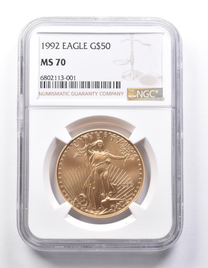 yɔi/iۏ؏tz AeB[NRC _RC [] MS70 1992 $ 50AJS[hC[O1IXS[hNGC *7263 MS70 1992 $50 American Gold Eagle 1 Oz Gold NGC *7263