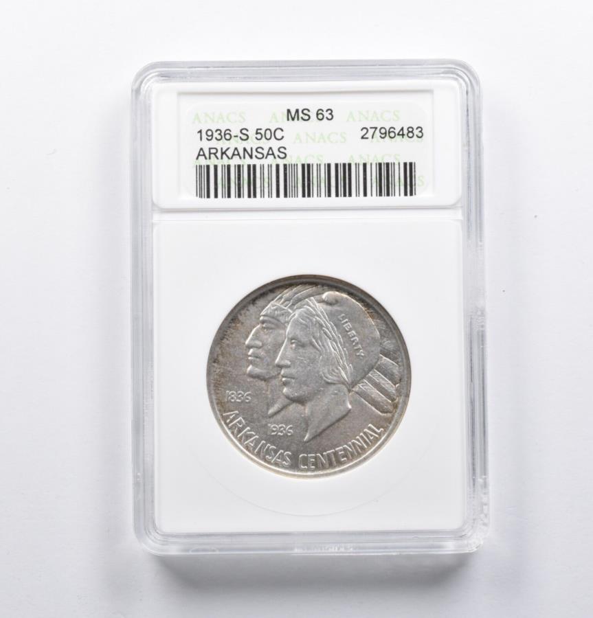 ڶ/ʼݾڽա ƥ 󥳥 [̵] MS63 1936-S󥽡ǰȾɥANACS *1047 MS63 1936-S Arkansas Commemorative Half Dollar ANACS *1047