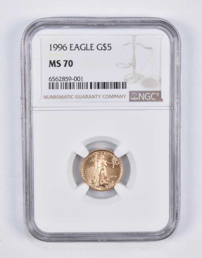  アンティークコイン モダンコイン  MS70 1996 $ 5アメリカンゴールドイーグル1/10オンス。 .999ファインゴールドNGC *2124 MS70 1996 $5 American Gold Eagle 1/10 Oz. .999 Fine Gold NGC *2124