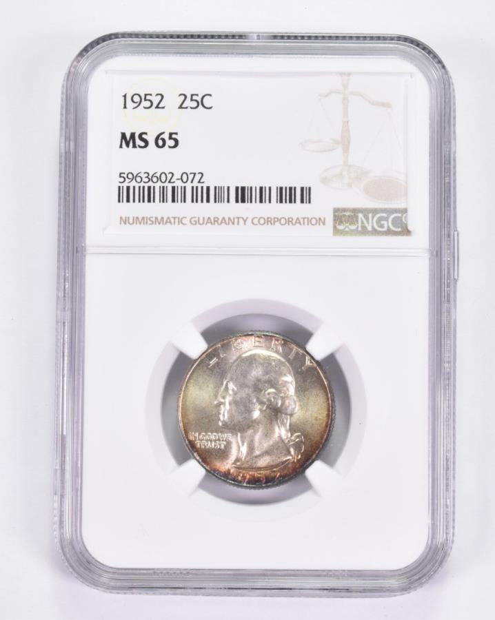 ڶ/ʼݾڽա ƥ 󥳥 [̵] MS65 1952亮ȥ󥯥 - 졼ǥNGCȡ *9044 MS65 1952 Washington Quarter - Graded NGC Toned! *9044