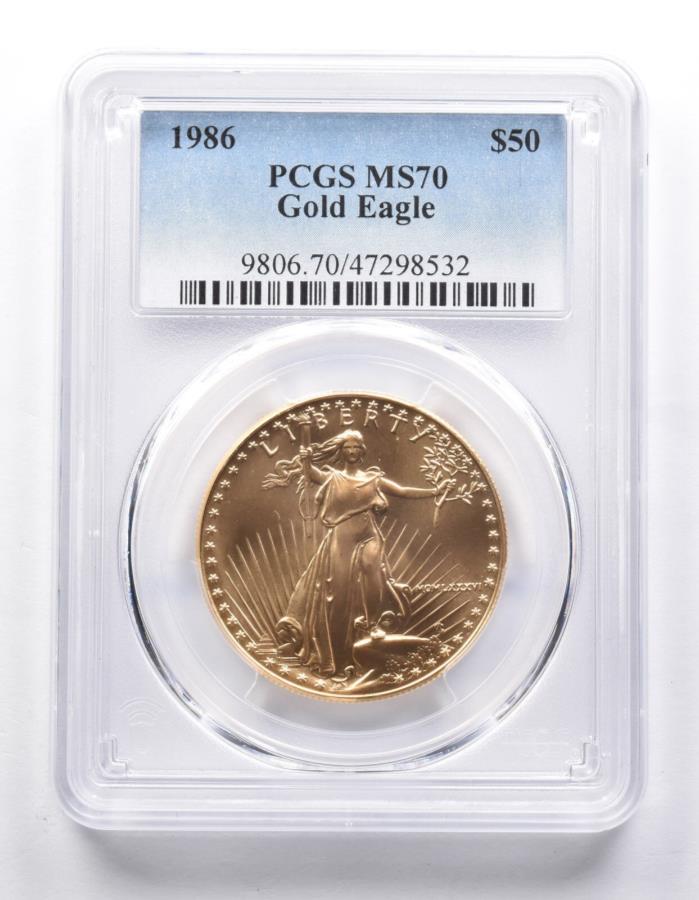 yɔi/iۏ؏tz AeB[NRC _RC [] MS70 1986 $ 50AJS[hC[O1IXS[hPCGS *6453 MS70 1986 $50 American Gold Eagle 1 Oz Gold PCGS *6453