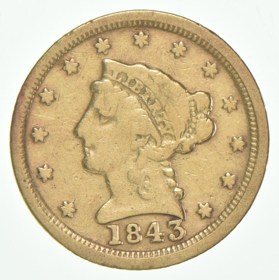 ڶ/ʼݾڽա ƥ 󥳥 [̵] 1843-C $ 2.50Хƥإåɥɥ絬cΡåȡ *6451 1843-C $2.50 Liberty Head Gold Quarter Eagle Large C No Motto *6451