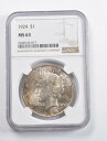 MS63 1924 Peace Silver Dollar NGC -Great Done *3379 MS63 1924 Peace Silver Dollar NGC - Great Done *3379