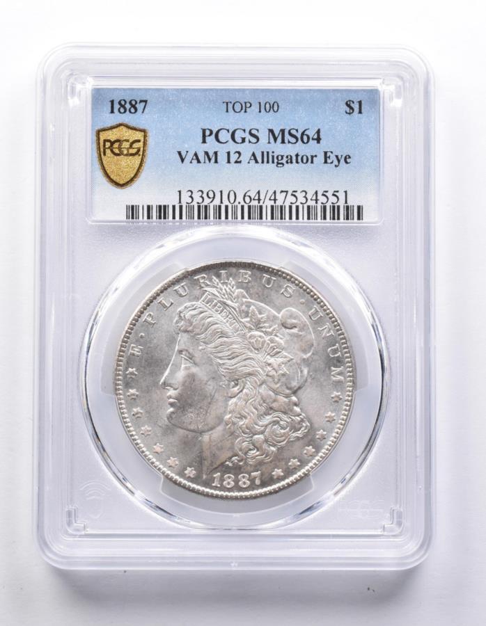 【極美品/品質保証書付】 アンティークコイン モダンコイン [送料無料] MS64 1887 Morgan Silver Dollar Vam 12 Aligator Eye Top 100 PCGS *7634 MS64 1887 Morgan Silver Dollar VAM 12 Alligator Eye Top 100 PCGS *7634