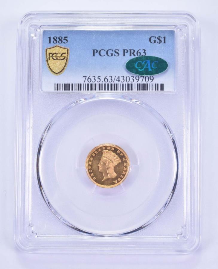 yɔi/iۏ؏tz AeB[NRC _RC [] PR63 1885 $ 1CfBAvZXwbhS[h_[s[X-CAC -Graded PCGS *8531 PR63 1885 $1 Indian Princess Head Gold Dollar Piece - CAC - Graded PCGS *8531