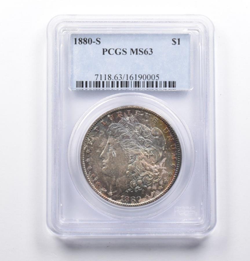 yɔi/iۏ؏tz AeB[NRC _RC [] MS63 1880-S Morgan Silver Dollar PCGS *1136 MS63 1880-S Morgan Silver Dollar PCGS *1136