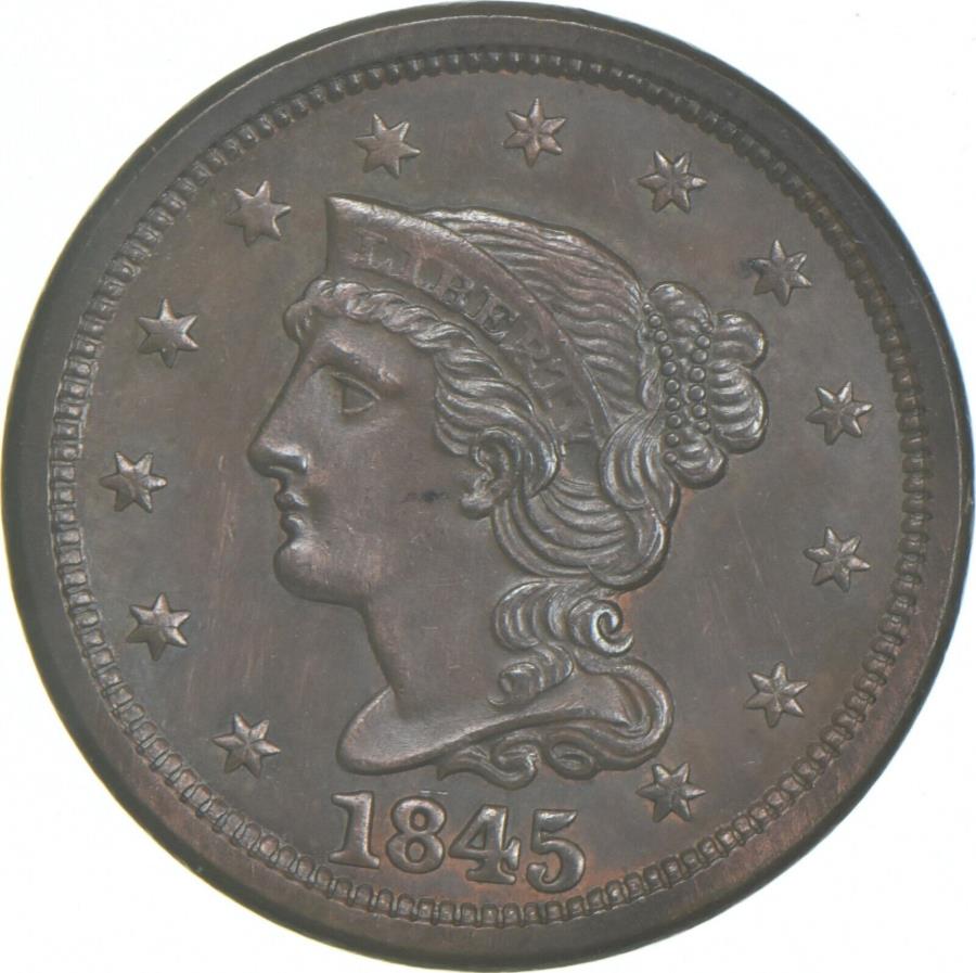 yɔi/iۏ؏tz AeB[NRC _RC [] 1845ґgwAZg *7513 1845 Braided Hair Large Cent *7513