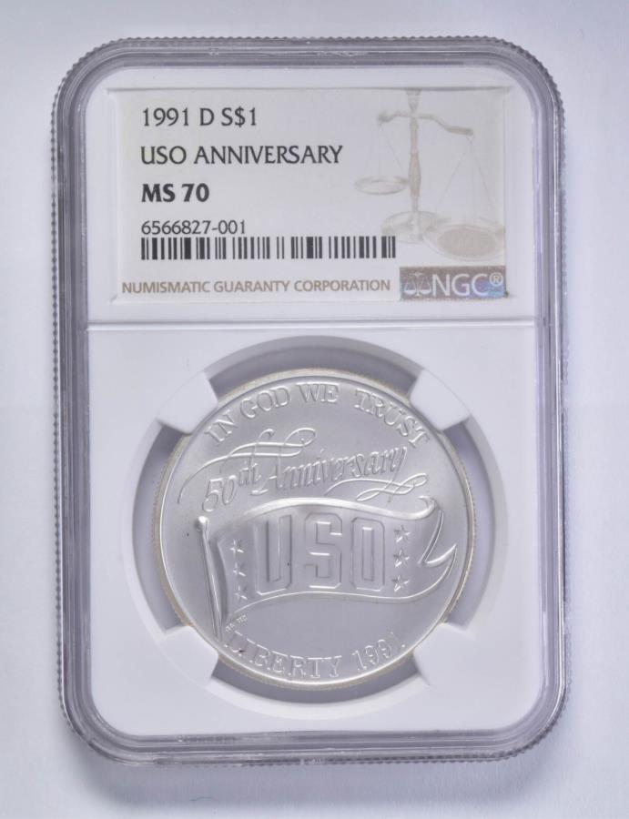 ڶ/ʼݾڽա ƥ 󥳥 [̵] MS70 1991-D USOǰɥ$ 1 NGC֥饦LBL MS70 1991-D USO Commemorative Silver Dollar $1 NGC Brown Lbl