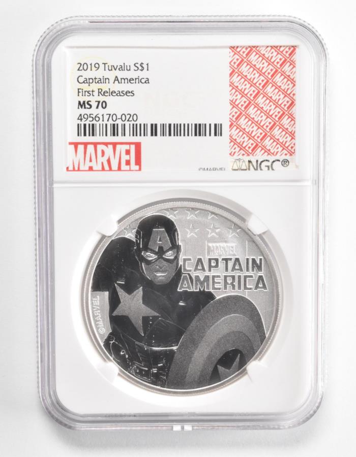 yɔi/iۏ؏tz AeB[NRC _RC [] MS70 2019 Tuvalu Silver Dollar -Captain America -FR NGC *1095 MS70 2019 Tuvalu Silver Dollar - Captain America - FR NGC *1095