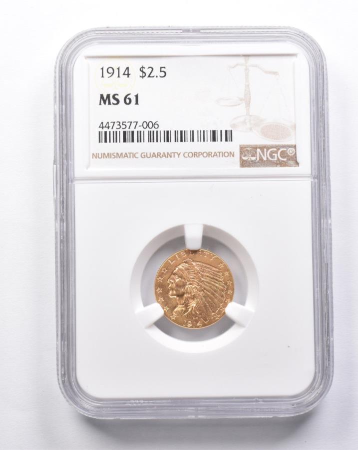 yɔi/iۏ؏tz AeB[NRC _RC [] MS61 1914 $ 2.50CfBAwbhS[hNH[^[C[ONGC *6915 MS61 1914 $2.50 Indian Head Gold Quarter Eagle NGC *6915