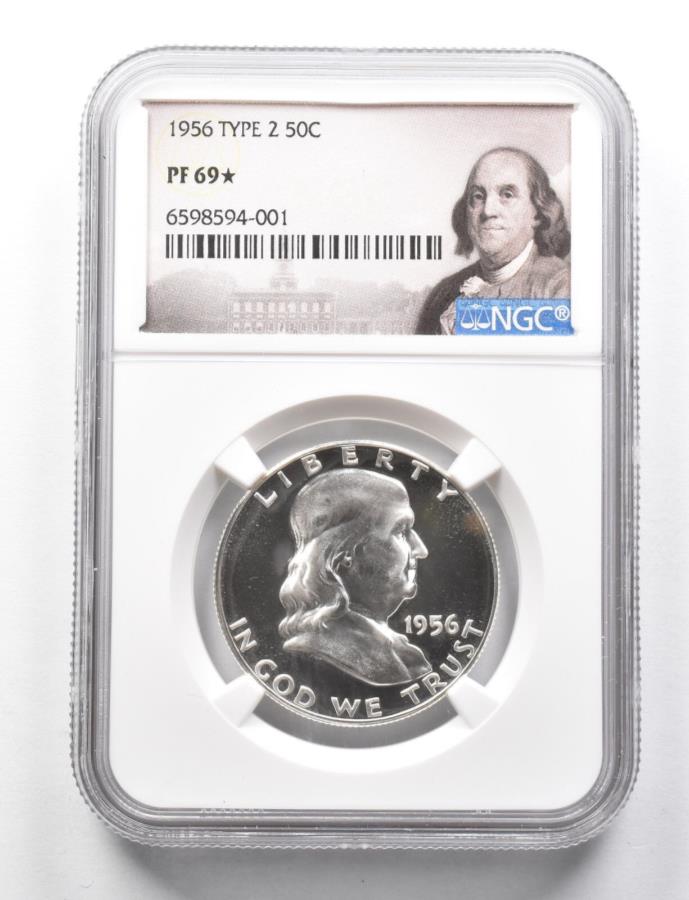 PF69 *スター1956フランクリンハーフダラータイプ2 NGC * 0528 PF69* STAR 1956 Franklin Half Dollar Type 2 NGC *0528