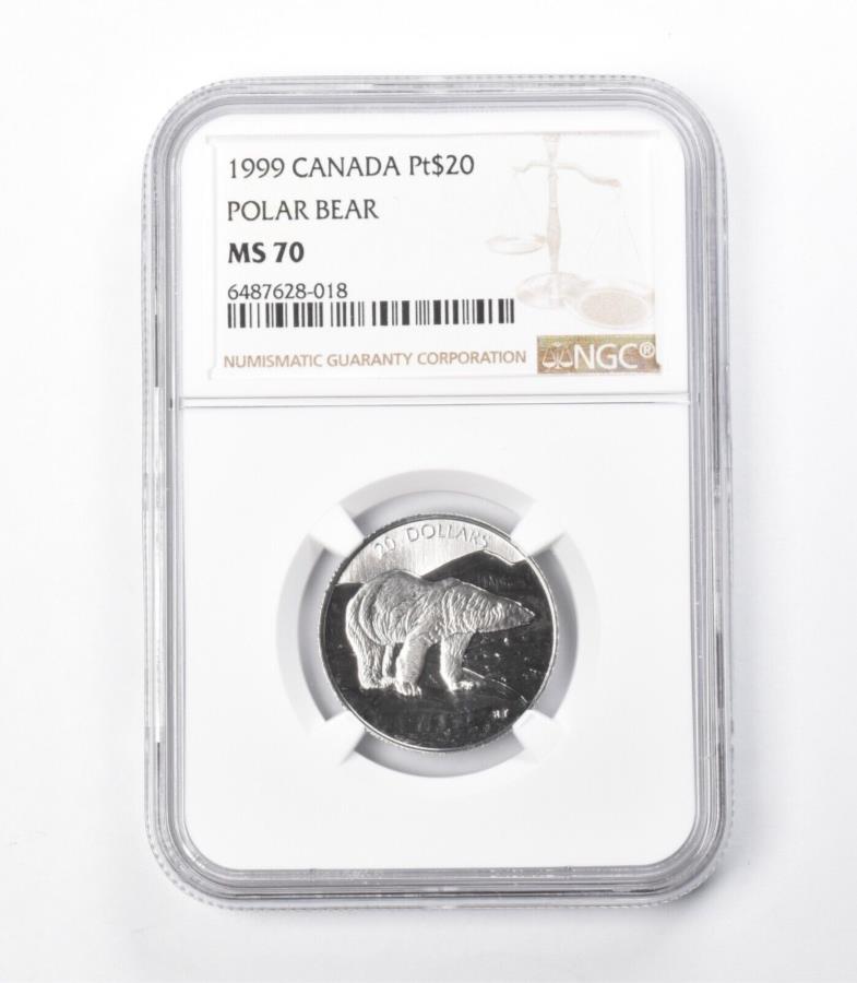 yɔi/iۏ؏tz AeB[NRC _RC [] MS70 1999Ji_20h1/2IXv`izbLNO}NGC *9395 MS70 1999 Canada 20 Dollars 1/2 Oz Platinum Polar Bear NGC *9395