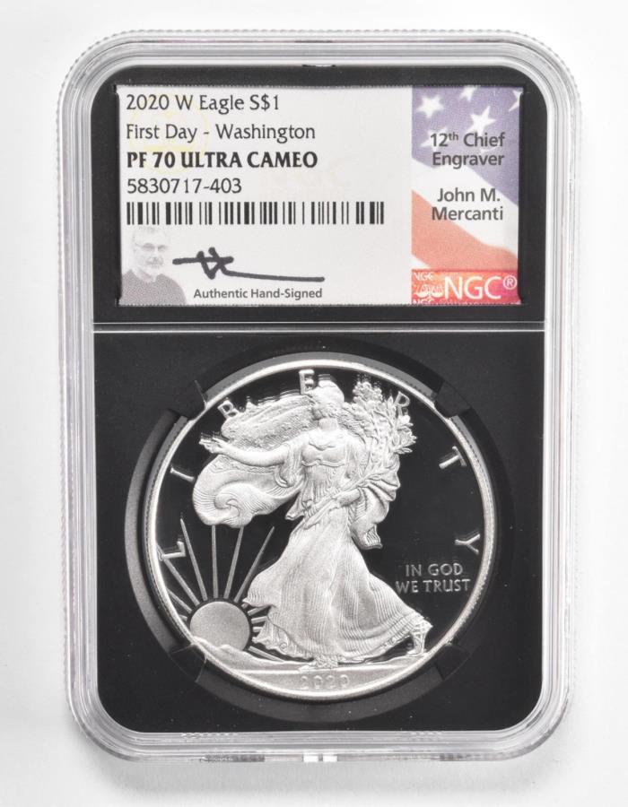  アンティークコイン モダンコイン  PF70 UCAM 2020 -W American Silver Eagle -fdoi -Washingtonmercanti ngc *1117 PF70 UCAM 2020-W American Silver Eagle - FDOI - WashingtonMercanti NGC *1117