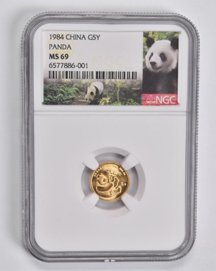 ڶ/ʼݾڽա ƥ 󥳥 [̵] MS69 198451/20󥹡 .999ե󥴡ɥѥNGC *4186 MS69 1984 China 5 Yuan 1/20 Oz. .999 Fine Gold Panda NGC *4186