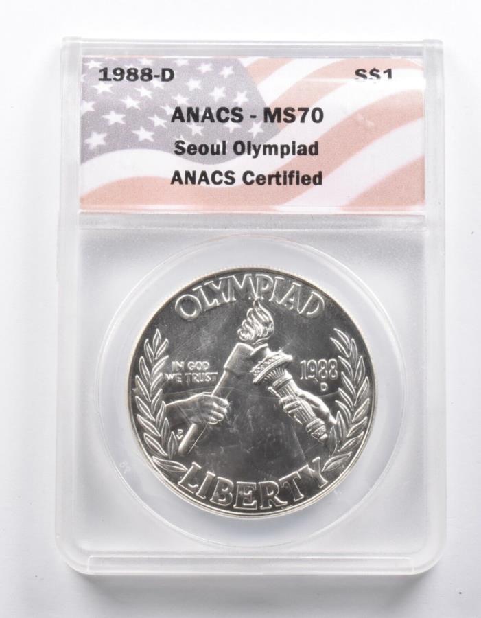 ڶ/ʼݾڽա ƥ 󥳥 [̵] MS70 1988-D륪ԥɵǰС顼ʥå *1004 MS70 1988-D Seoul Olympiad Commemorative Silver Dollar ANACS *1004