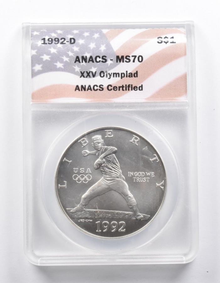 ڶ/ʼݾڽա ƥ 󥳥 [̵] MS70 1992-D XXV OLYMPIADǰС顼ANACS *1022 MS70 1992-D XXV Olympiad Commemorative Silver Dollar ANACS *1022