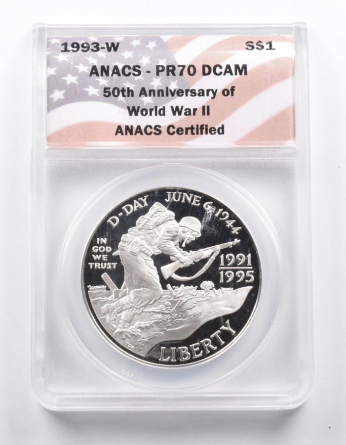 ڶ/ʼݾڽա ƥ 󥳥 [̵] PR70 DCAM 1993-W WWII 59ǯǰС顼ANACS *1020 PR70 DCAM 1993-W WWII 59th Anniversary Commemorative Silver Dollar ANACS *1020