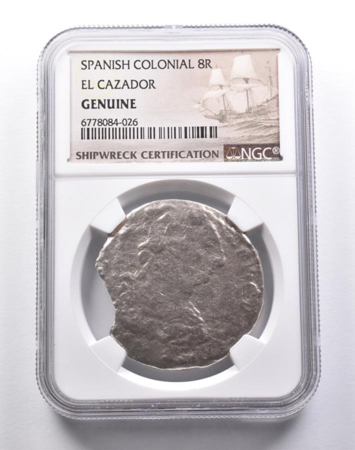 yɔi/iۏ؏tz AeB[NRC _RC [] {̃GJUh[XyC̃RjA8AXNGCVbvbNF *3706 Genuine El Cazador Spanish Colonial 8 Reales NGC Shipwreck Certification *3706