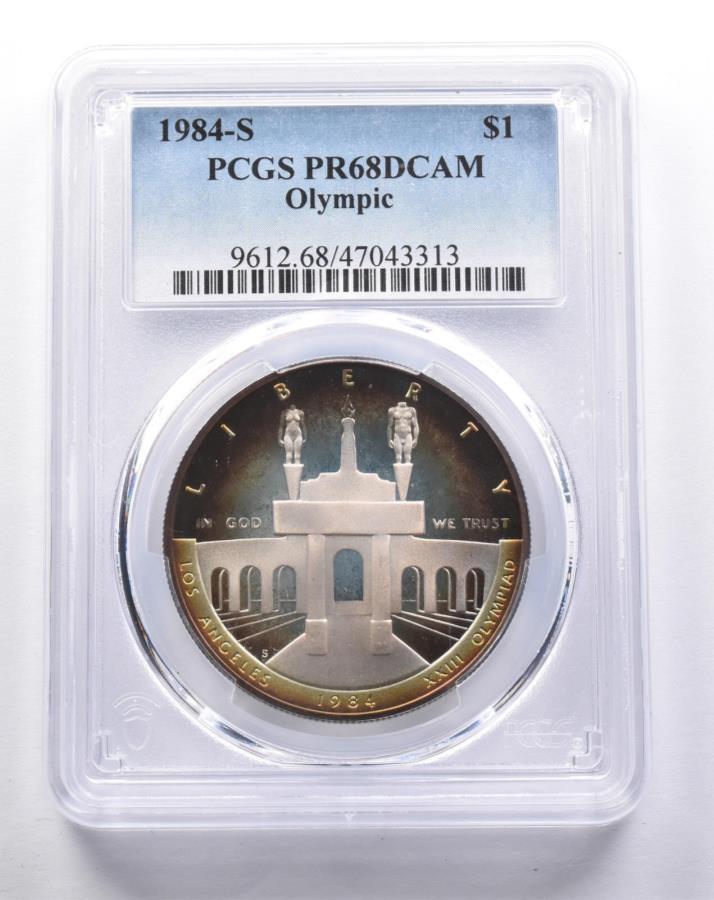 ڶ/ʼݾڽա ƥ 󥳥 [̵] PR69 DCAM 1984-S Los Angeles Olympiadǰ$ 1 PCGSＱĴ *3349 PR69 DCAM 1984-S Los Angeles Olympiad Commemorative $1 PCGS INSANE toning *3349