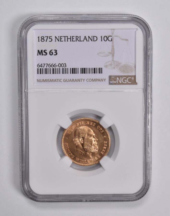 yɔi/iۏ؏tz AeB[NRC _RC [] MS63 1875I_S[h10KfNGC *6548 MS63 1875 Netherlands Gold 10 Gulden NGC *6548