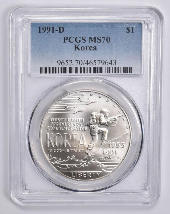 ڶ/ʼݾڽա ƥ 󥳥 [̵] MS70 1991-Dī赭ǰǰɥPCGS MS70 1991-D Korean War Memorial Commemorative Silver Dollar PCGS
