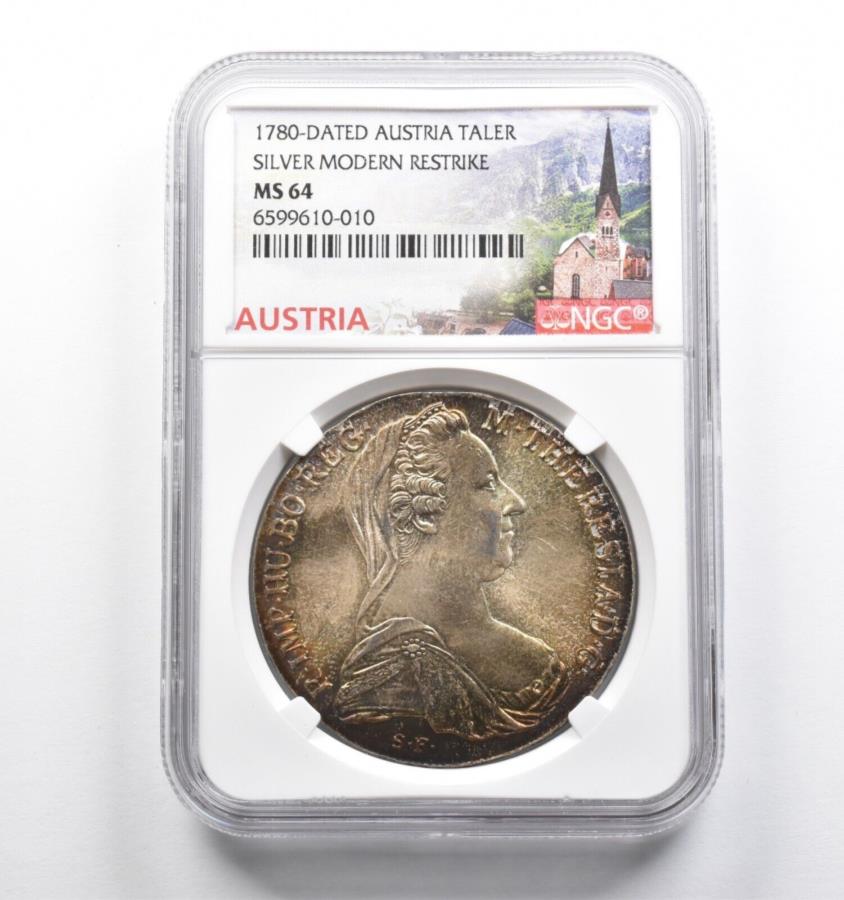 ڶ/ʼݾڽա ƥ 󥳥 [̵] MS64 1780 -DATED AUSTRIA 1 THALER SILVER MODENE REMSTIKENGC -Great Color *4655 MS64 1780-Dated Austria 1 Thaler Silver Modern Restrike NGC - Great Color *4655