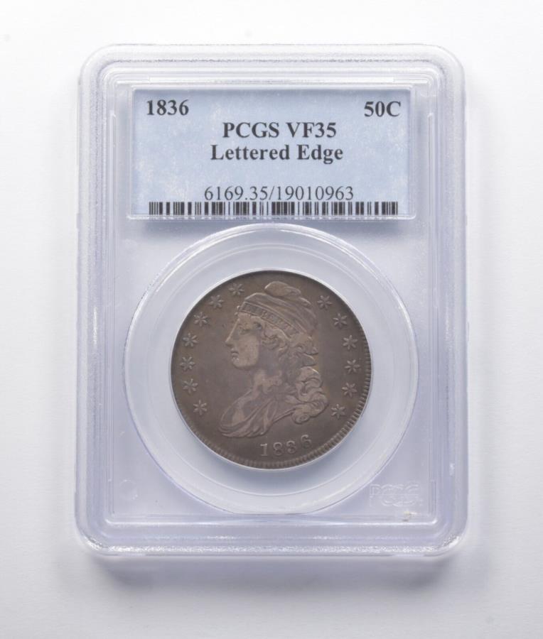 yɔi/iۏ؏tz AeB[NRC _RC [] VF35 1836LbvoXgn[t_[^[tGbWPCGS *7679 VF35 1836 Capped Bust Half Dollar Lettered Edge PCGS *7679