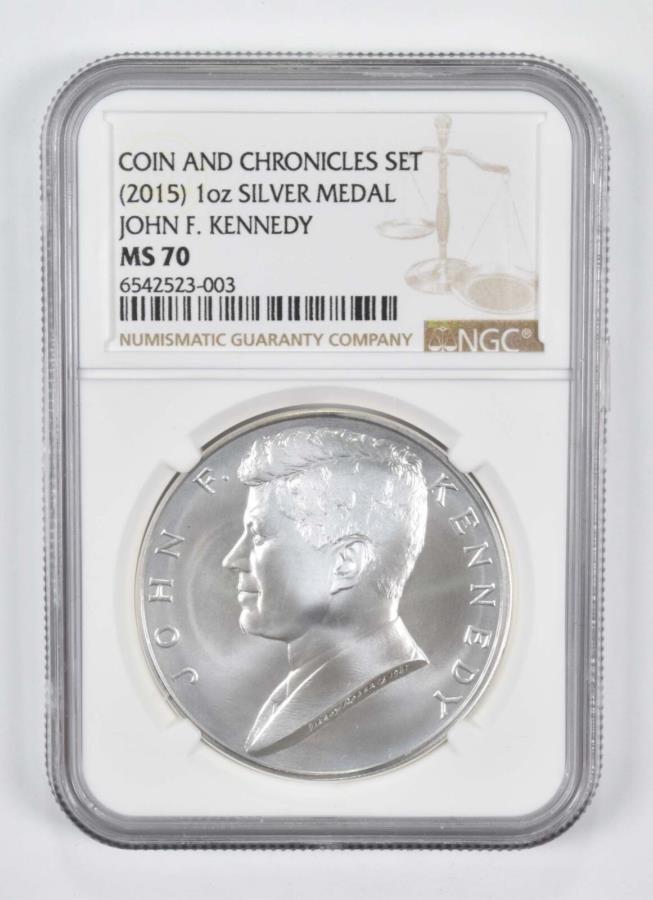 ڶ/ʼݾڽա ƥ 󥳥 [̵] 2015MS70 1󥹤ζ른F.ͥǥȥ˥륺NGC (2015) MS70 1oz Silver Medal John F. Kennedy Coin and Chronicles NGC