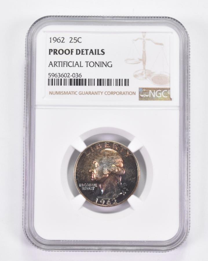 ڶ/ʼݾڽա ƥ 󥳥 [̵] ξܺ1962亮ȥȾ - ͹ŪĴ-GradedNGC *9018 Proof Details 1962 Washington Quarter - Artificial Toning - Graded NGC *9018