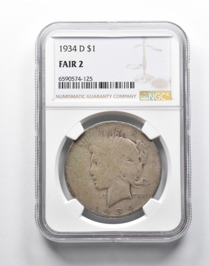 yɔi/iۏ؏tz AeB[NRC _RC [] tFA2 1934-DaVo[_[NGC[{[[{[|Pbgs[X *9254 FAIR 2 1934-D Peace Silver Dollar NGC Lowball Low Ball Pocket Piece *9254