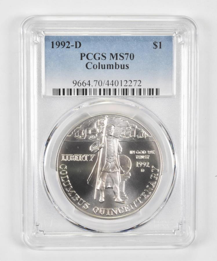 ڶ/ʼݾڽա ƥ 󥳥 [̵] MS70 1992-DǰɥColumbus Quincentennial PCGS Blue Label MS70 1992-D Commemorative Dollar Columbus Quincentennial PCGS Blue Label