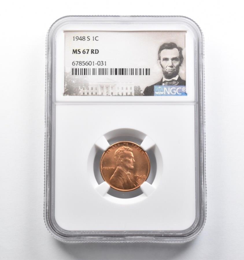 yɔi/iۏ؏tz AeB[NRC _RC [] MS67 Rd 1948-S Lincoln Wheat Cent Ngc *4597 MS67 RD 1948-S Lincoln Wheat Cent NGC *4597