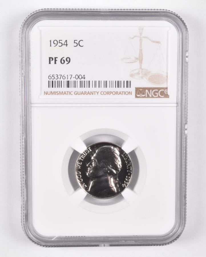 PF69 1954ジェファーソンニッケルNGC PRプルーフブラウンラベル PF69 1954 Jefferson Nickel NGC PR Proof Brown Label