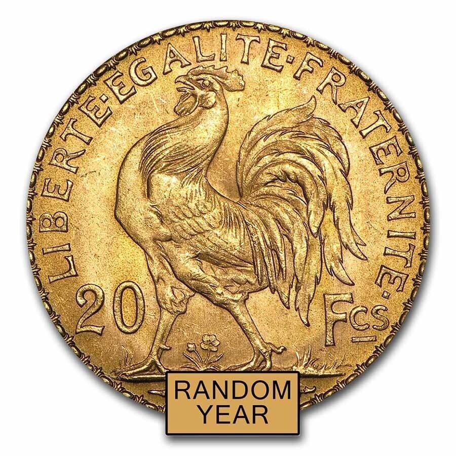 【極美品/品質保証書付】 アンティークコイン モダンコイン [送料無料] フランスゴールド20フランフレンチルースターコイン（1899-1914）au France Gold 20 Francs French Rooster Coin (1899-1914) AU