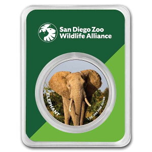 サンディエゴ動物園1オンスはTEPのカラー化された銀エレファント-SKU#256224 San Diego Zoo 1 oz Colorized Silver Elephant in TEP - SKU#256224