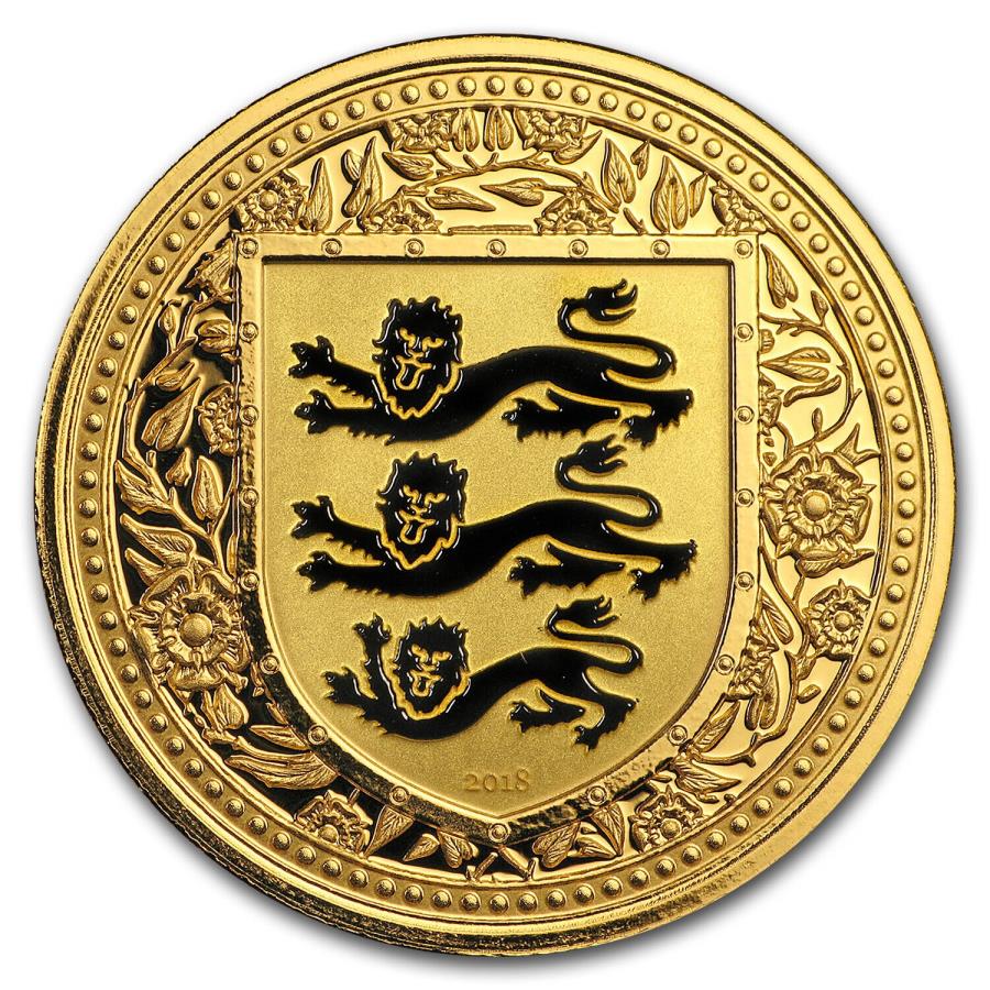  アンティークコイン モダンコイン  2018 Gibraltar 1 Oz Gold Royal Arms of Ingland Colorized（Black）-SKU＃174755 2018 Gibraltar 1 oz Gold Royal Arms of England Colorized (Black) - SKU#174755