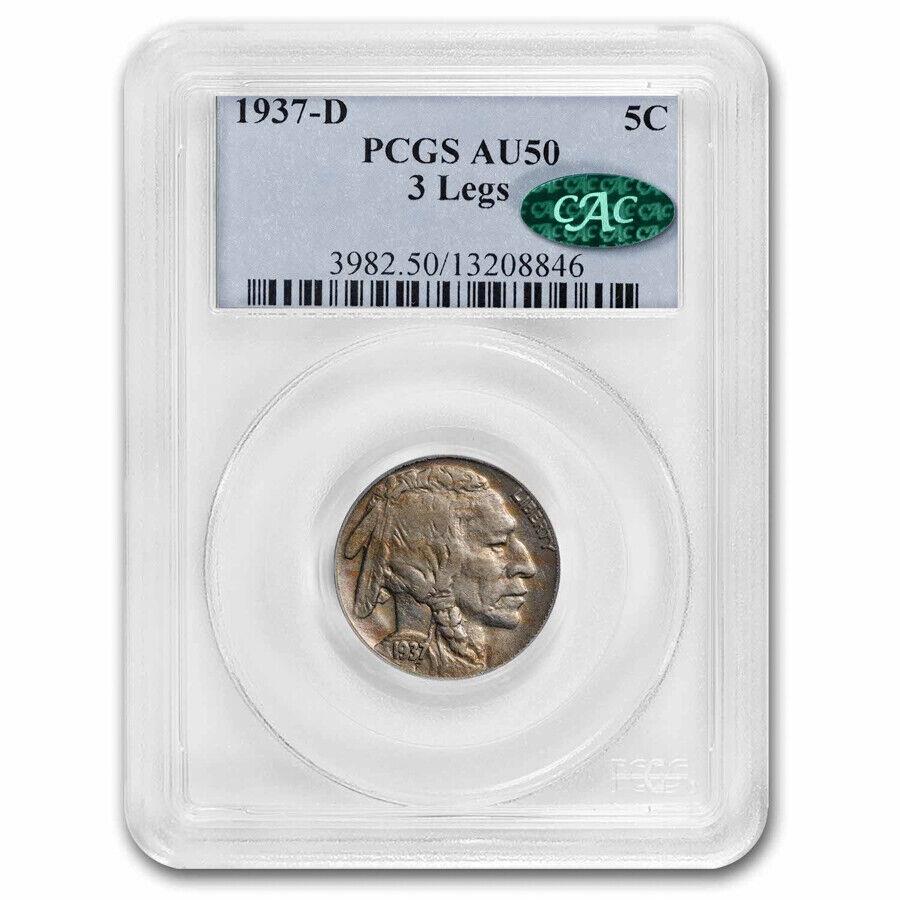 1937-d 3­ΥХåե˥åAU-50 PCGS CAC-SKU277213 1937-D 3 Legged Buffalo ...