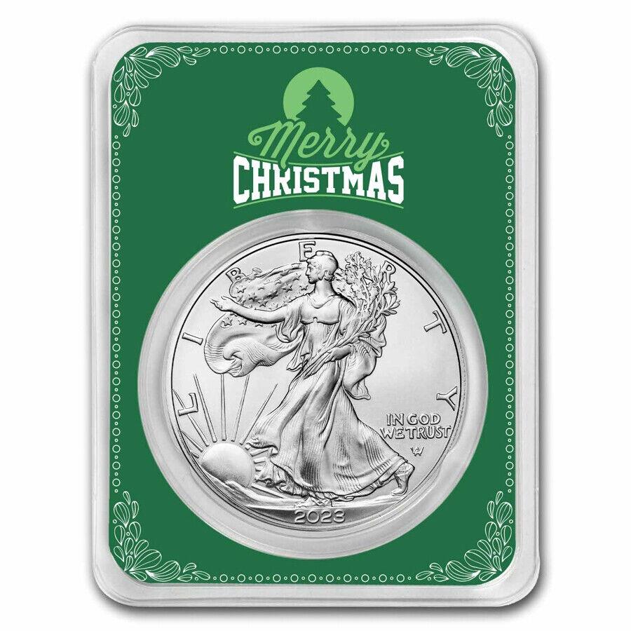 2023 1󥹥ꥫ󥷥С - ꡼꡼ꥹޥդ-SKU280977 2023 1 oz American Silver Eagle - w/Green Merry Christmas Card - SKU#280977