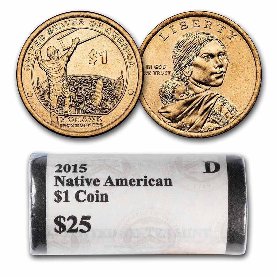  アンティークコイン モダンコイン  2015 -DネイティブAmer $ 1 -Mohawk Ironworkers（25 Coin Mint Roll）Bu -SKU＃206473 2015-D Native Amer $1 - Mohawk Ironworkers (25 Coin Mint Roll) BU - SKU#206473