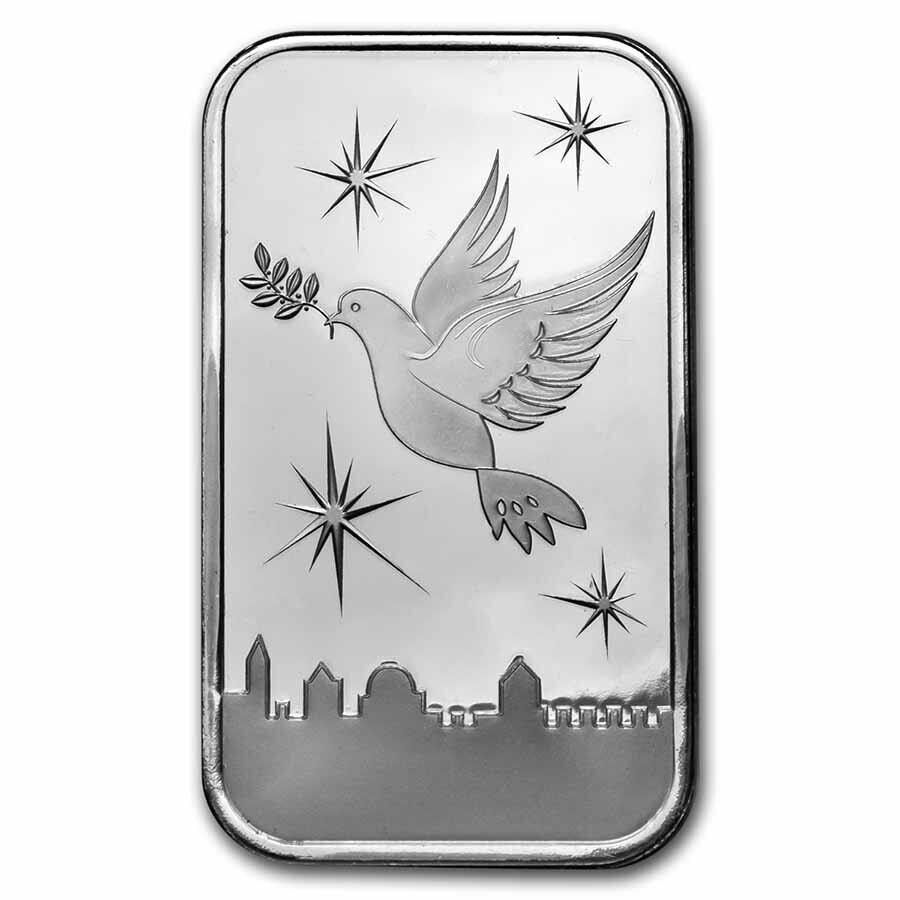 yɔi/iۏ؏tz AeB[NRC _RC [] 1IXVo[o[ - n~gia̔j-SKU189580 1 oz Silver Bar - Holy Land Mint (Dove of Peace) - SKU#189580