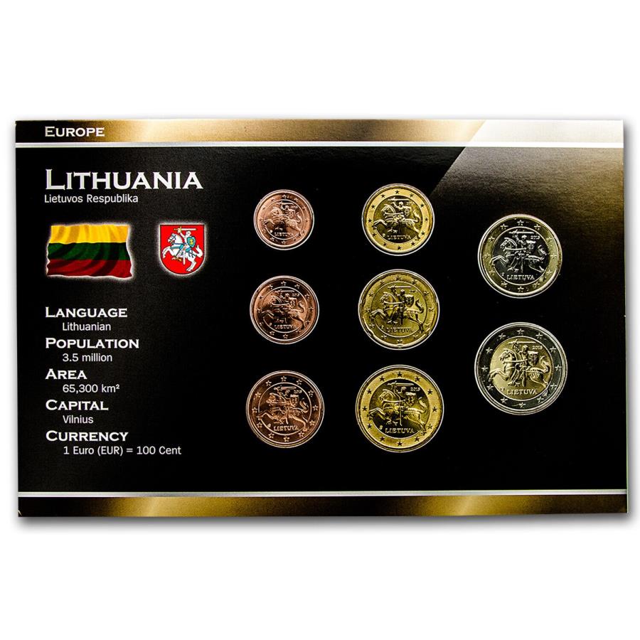  アンティークコイン モダンコイン  2015リトアニア1ユーロセント-2ユーロ8コインセットBU-SKU＃50974 2015 Lithuania 1 Eurocent-2 Euros 8-Coin Set BU - SKU #50974