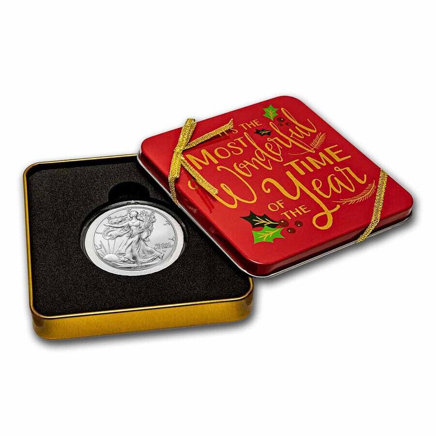 2023 1オンスアメリカンシルバーイーグル - ホリデーブリキ、素晴らしい時間 - SKU＃281002 2023 1 oz American Silver Eagle - w/Holiday Tin, Wonderful Time - SKU#281002