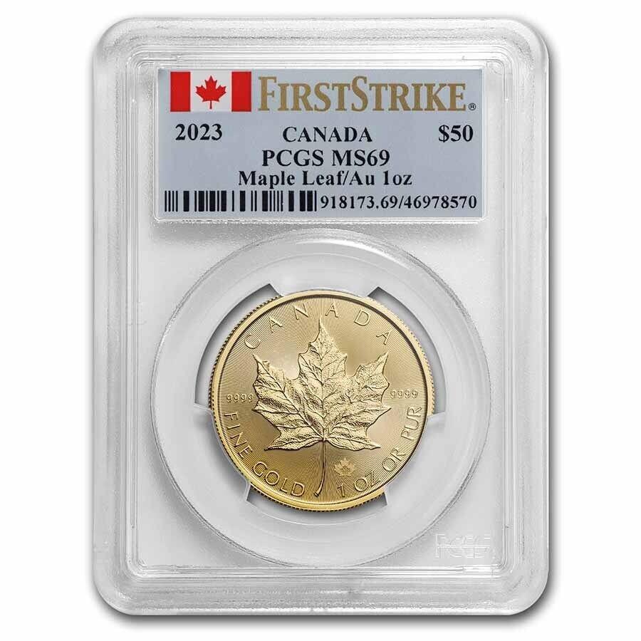 yɔi/iۏ؏tz AeB[NRC _RC [] 2023Ji_1IXS[h[v[tMS -69 PCGSit@[XgXgCNj-SKU272185 2023 Canada 1 oz Gold Maple Leaf MS-69 PCGS (First Strike) - SKU#272185