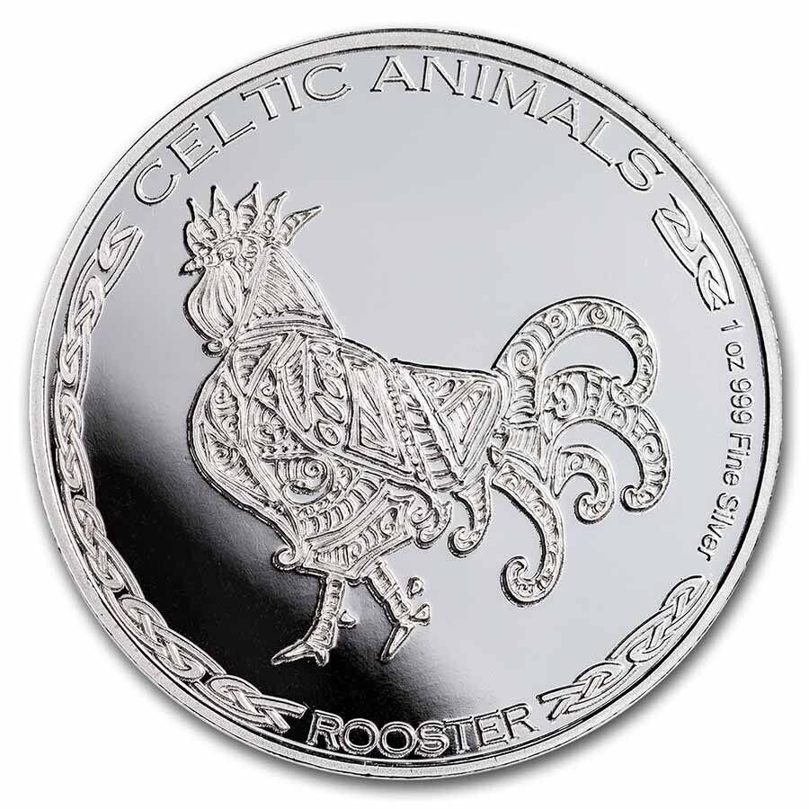 yɔi/iۏ؏tz AeB[NRC _RC [] 2022`ha1IXVo[PgFRooster Bu -SKU248228 2022 Republic of Chad 1 oz Silver Celtic Animals: Rooster BU - SKU#248228