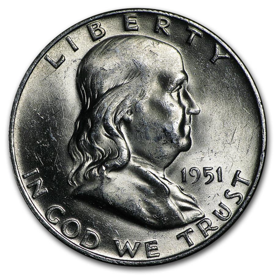 yɔi/iۏ؏tz AeB[NRC _RC [] 1951-dtNn[t_[u 1951-D Franklin Half Dollar BU