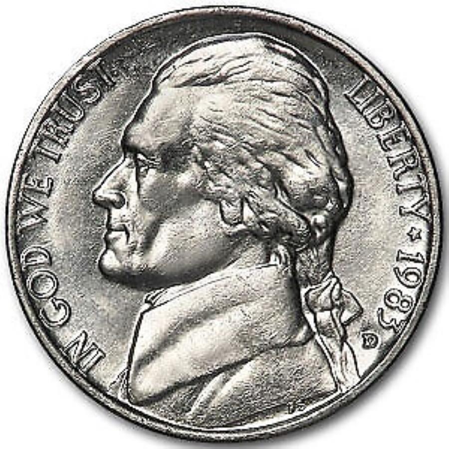 yɔi/iۏ؏tz AeB[NRC _RC [] 1983 -DWFt@[\jbPBU -SKU6633 1983-D Jefferson Nickel BU - SKU#6633