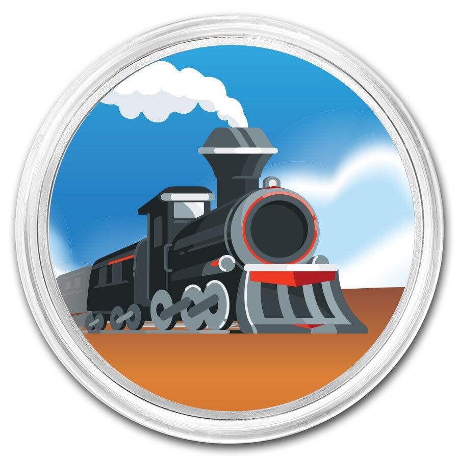  アンティークコイン モダンコイン  1オンスシルバーカラーラウンド-APMEX（機関車）-SKU＃218191 1 oz Silver Colorized Round - APMEX (Locomotive) - SKU#218191