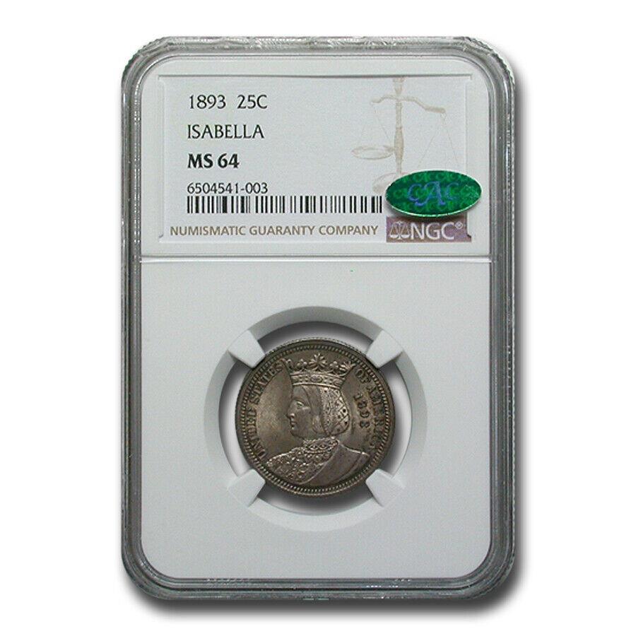 yɔi/iۏ؏tz AeB[NRC _RC [] 1893CUxNH[^[MS -64 NGC CAC -SKU281416 1893 Isabella Quarter MS-64 NGC CAC - SKU#281416